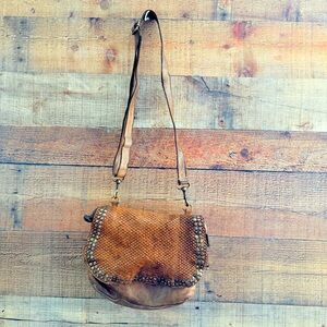 Sundance City Streets Distressed Leather Studded Saddle Messenger Crossbody Bag